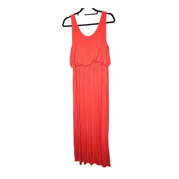 Yala Womens M Reddish‎ Orange Maxi Dress Bamboo Viscose Blend Sleeveless Drapey - Picture 2 of 7